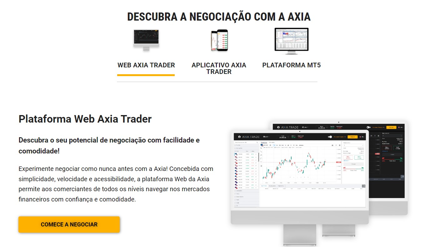 Captura de tela da Plataforma Web Axia Trader